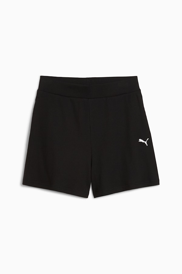 ESS ELEVATED 5" High-Rise Rib Shorts Women, PUMA Black, extralarge